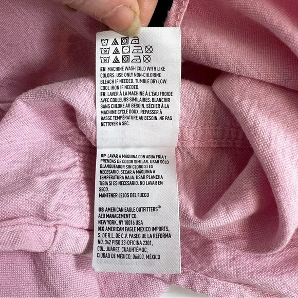 American Eagle Outfitters Pink Button-Down Shirt Size Large - Picture 7 of 10